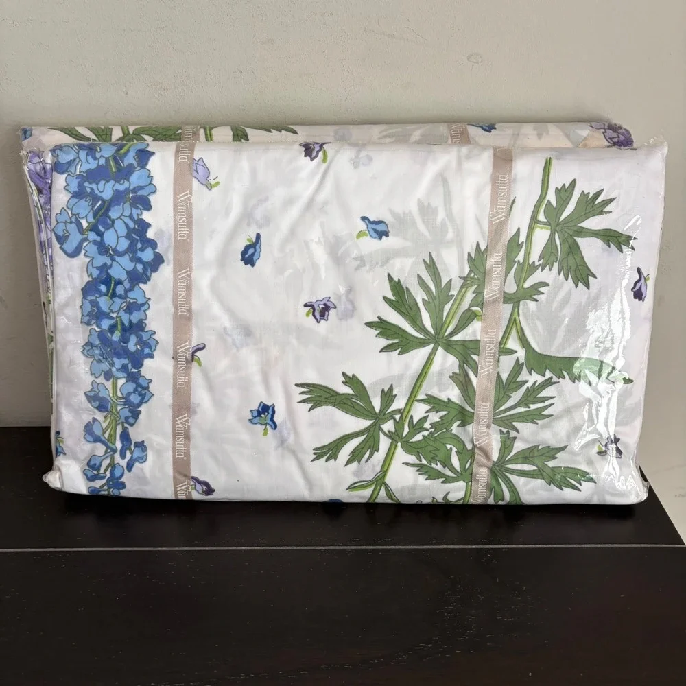 Vintage | Christian Dior | Wamsutta‎ | Double Sheet Set | Floral Larkspur | NEW